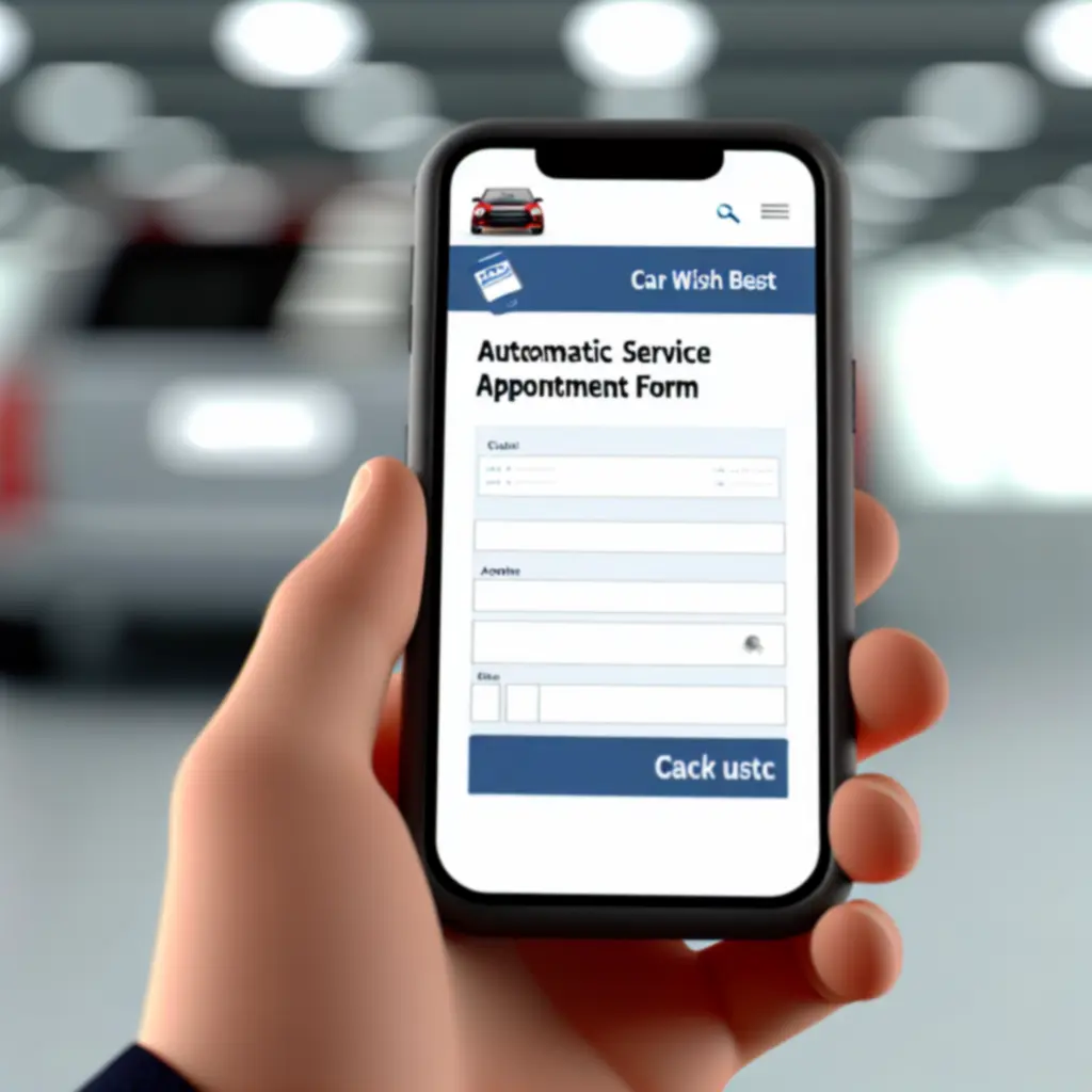 Mobile booking form interface for Car Wish Best vehicle service