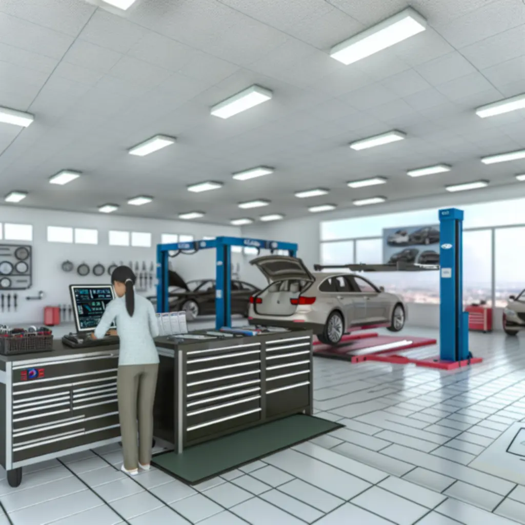 Interior of Car Wish Best workshop showing modern lifts and diagnostic equipment