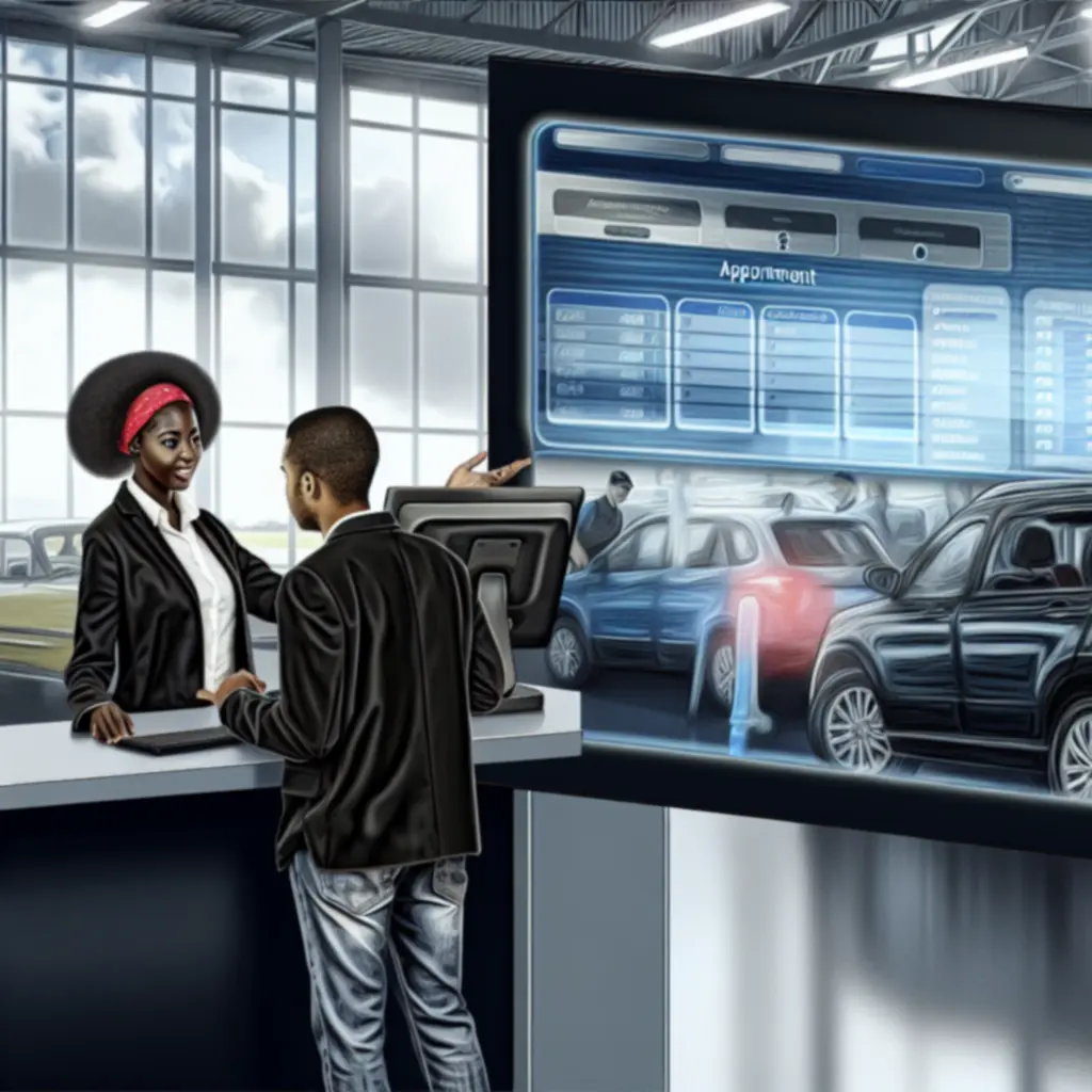 Illustration of the online automotive service booking process